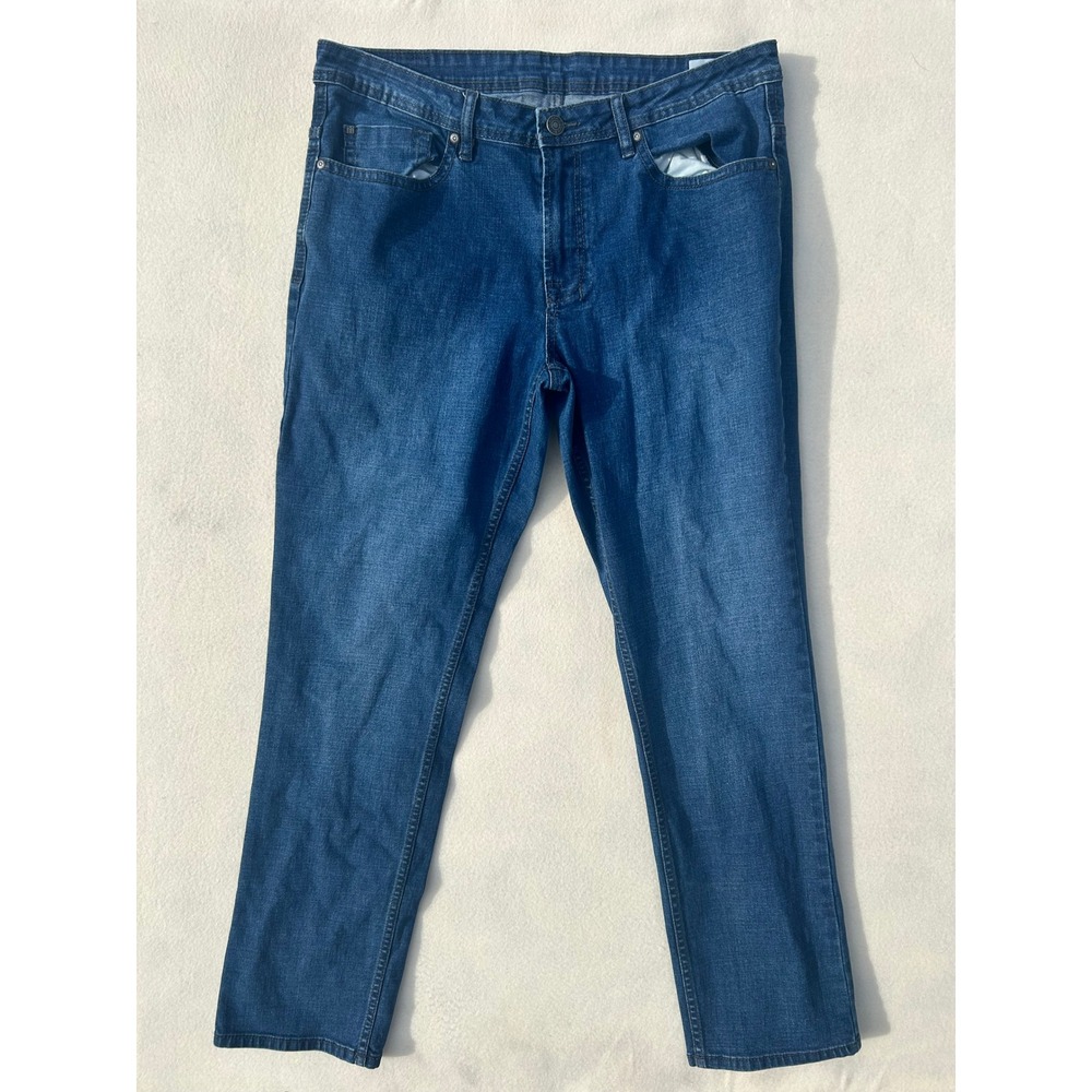 Buffalo David Bitton Mens 36x30 Blue Medium Wash Straight Leg Denim Jeans Pants